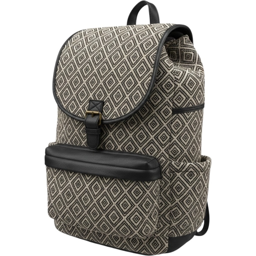 Madden Girl Vintage Y2K Black Cream Geometric Boho Woven Backpack Bag